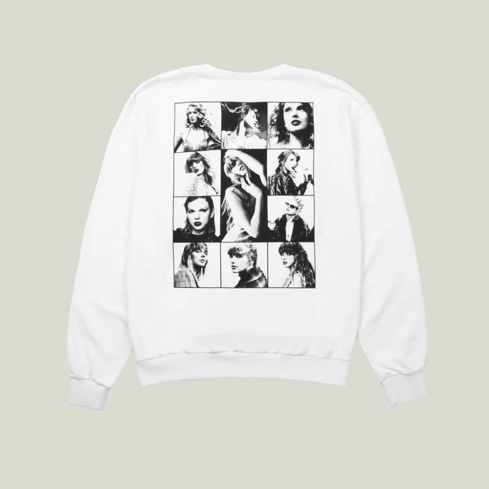 Taylor Swift White Crewneck Sweater with Graphic Design